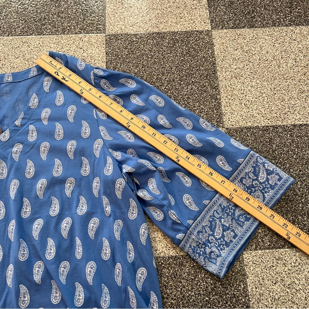 J. Jill Light Blue Paisley V-Neck Blouse - Picture 11 of 11